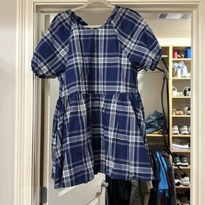 Adeline Dress - Navy Spring Plaid